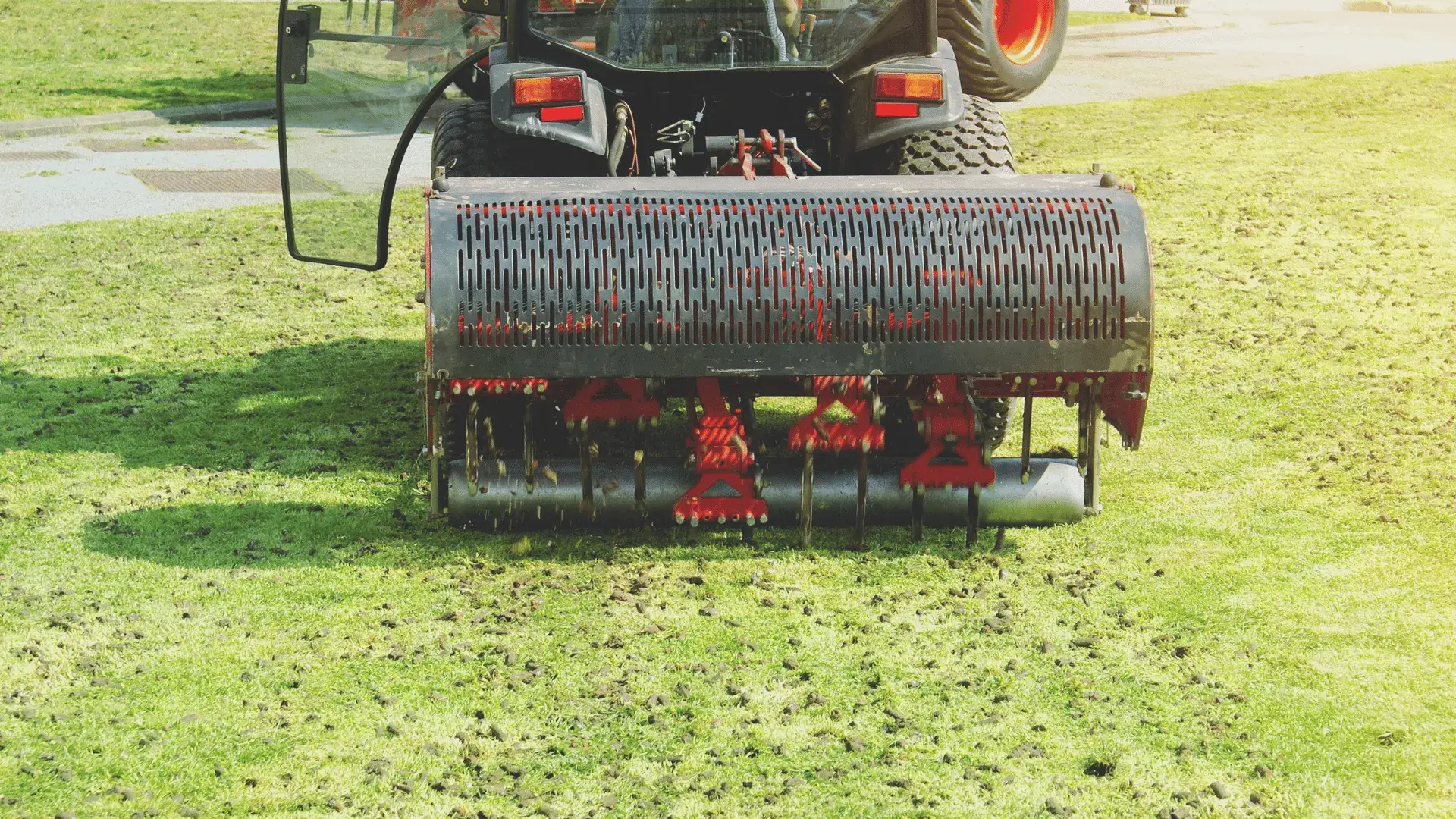 Core aeration of a Columbus Ohio lawn